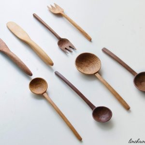 Artisan Walnut Serving Set – Hand-Carved Wooden Spoon & Fork - Image 1
